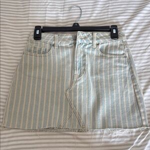 Blue and White A-line Mini Skirt for Casual Wear